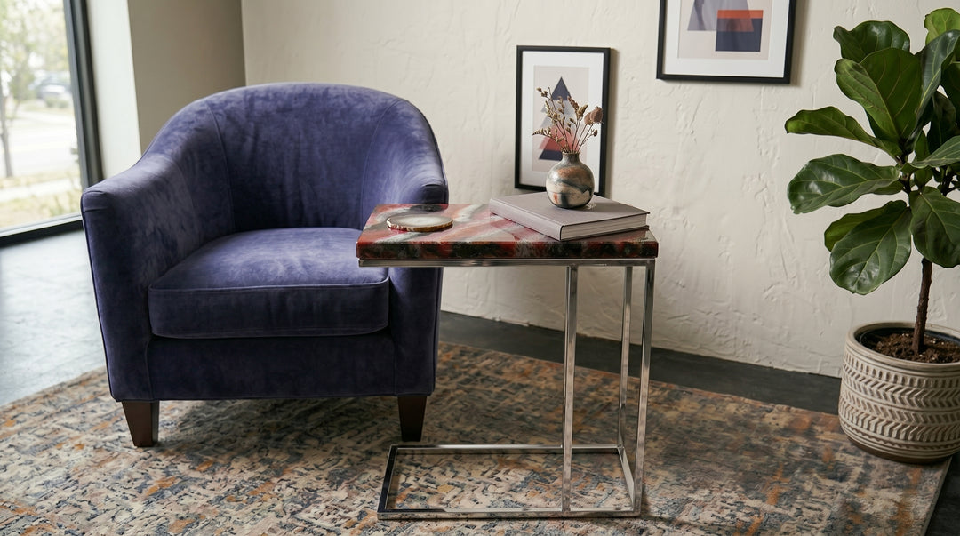 Modern Resin C-Shaped Side Table
