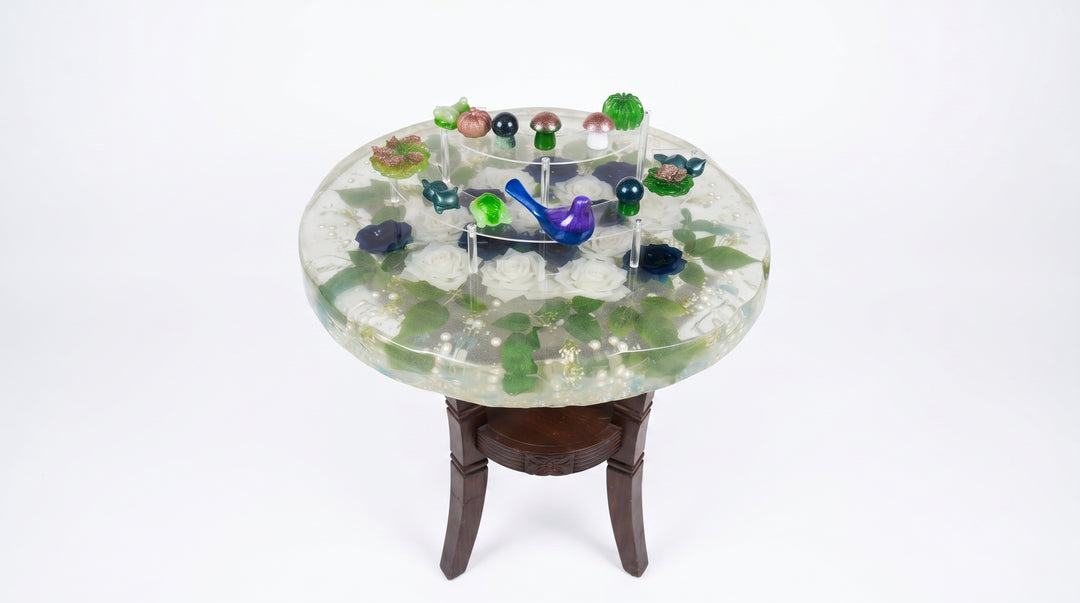 Green flowers platter