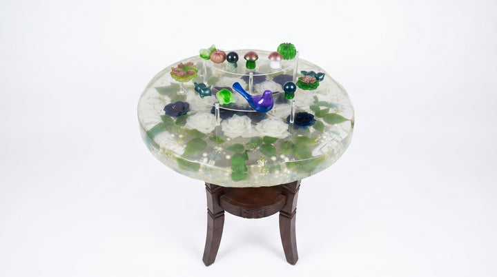 Green flowers platter
