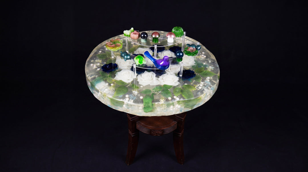 Green flowers platter