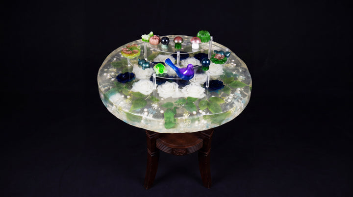Green flowers platter