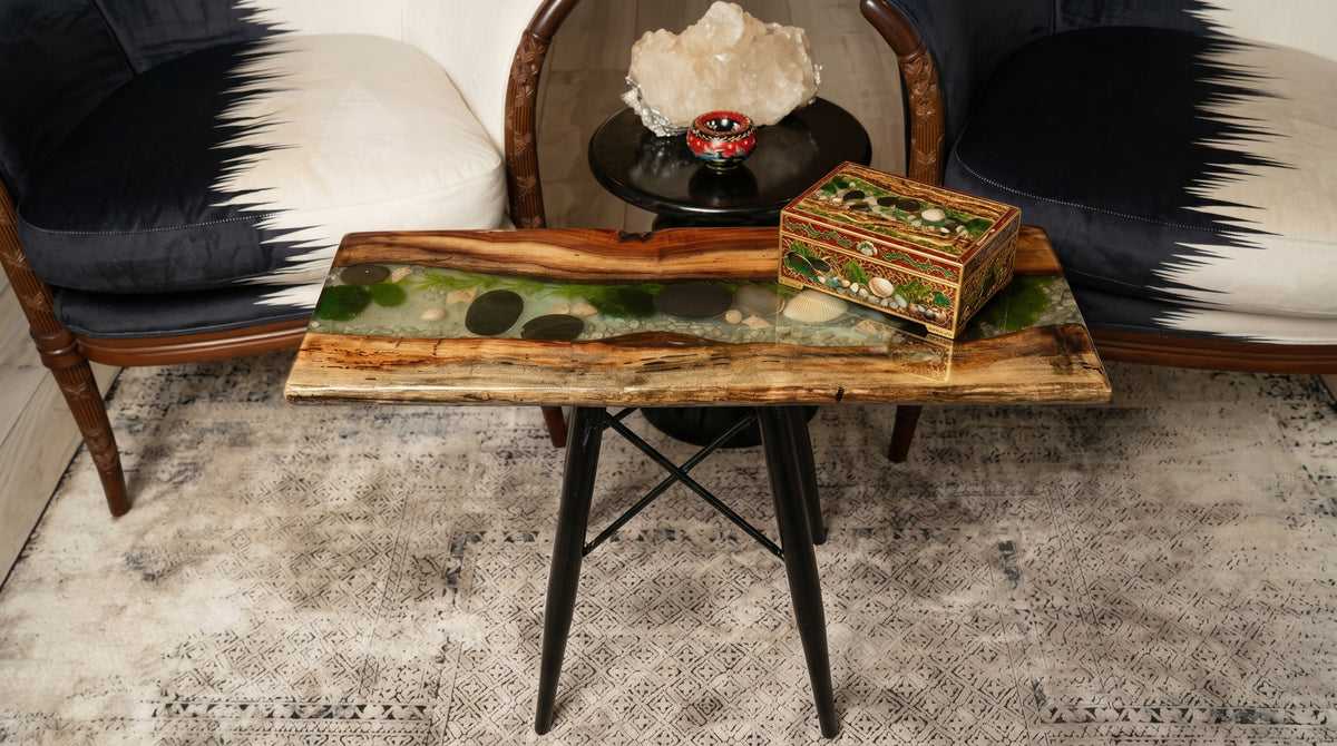 River Resin Console Table