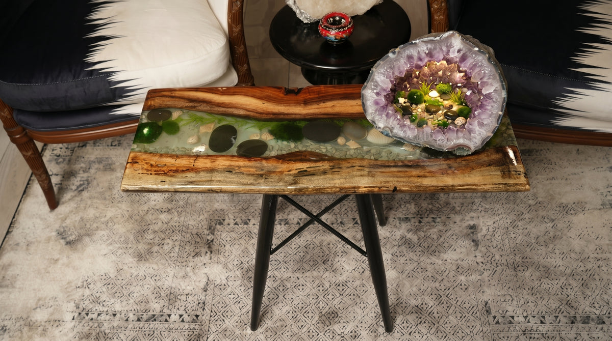 River Resin Console Table