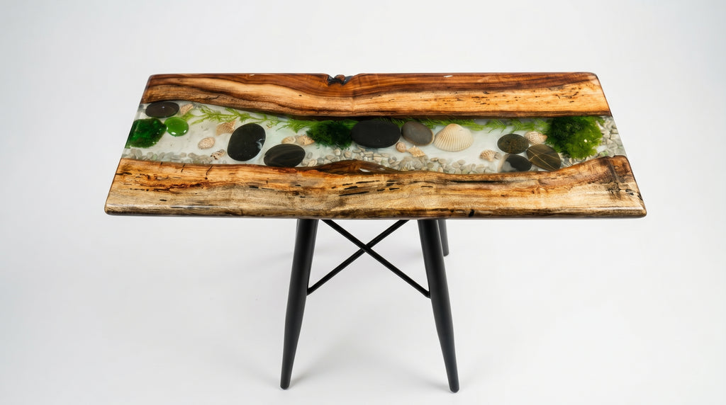 River Resin Console Table