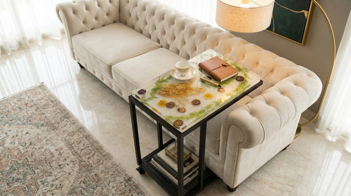 Floral Resin Side Table