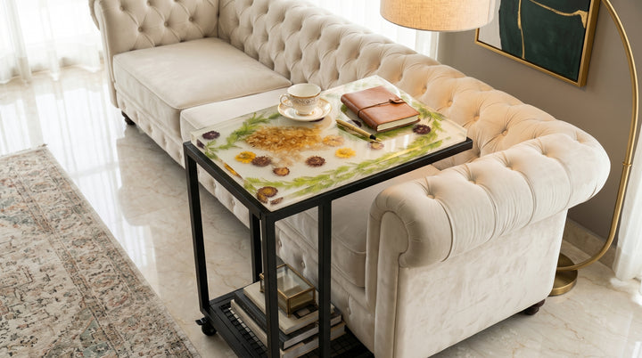 Floral Resin Side Table